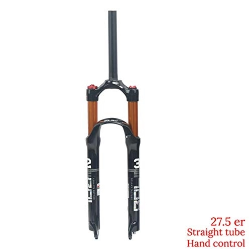 Mountain Bike Fork : BOLANY Mountain Bike Front Fork，26 / 27.5 / 29 inch Suspension MTB Gas Fork ，Smart Lock Out Damping Adjust 100mm Travel Straight / Tapered Tube Bicycle Front Fork (27.5er, Straight tube hand control)