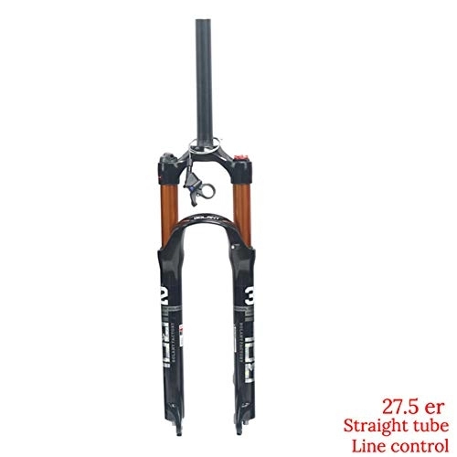 Mountain Bike Fork : BOLANY Mountain Bike Front Fork，26 / 27.5 / 29 inch Suspension MTB Gas Fork ，Smart Lock Out Damping Adjust 100mm Travel Straight / Tapered Tube Bicycle Front Fork (27.5er, Straight tube line control)