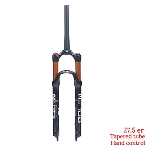 Mountain Bike Fork : BOLANY Mountain Bike Front Fork，26 / 27.5 / 29 inch Suspension MTB Gas Fork ，Smart Lock Out Damping Adjust 100mm Travel Straight / Tapered Tube Bicycle Front Fork (27.5er, Tapered tube hand control)