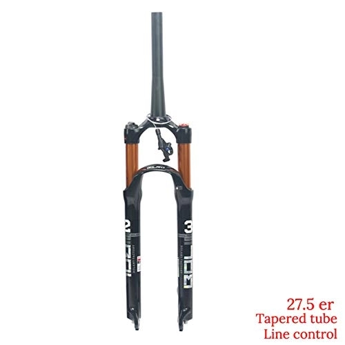 Mountain Bike Fork : BOLANY Mountain Bike Front Fork，26 / 27.5 / 29 inch Suspension MTB Gas Fork ，Smart Lock Out Damping Adjust 100mm Travel Straight / Tapered Tube Bicycle Front Fork (27.5er, Tapered tube line control)