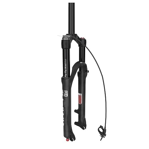 Mountain Bike Fork : BOXKAT Air Front Fork Bicycle 26 / 27.5 / 29 Inch Travel 120 Mm, Mountain Bike Suspension Forks Shoulder Control / wire Control Threadless Steerer (Color : Remote Lockout, Size : 27.5)