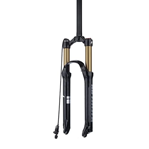 Mountain Bike Fork : BOXKAT Bicycle Air Front Fork Straight Tube， Manual Lockout Remote Lockout Magnesium Alloy 26 / 27.5 / 29" Mountain Bike Suspension Forks (Color : Gold Tube, Size : 27.5 INCH_REMOTE)