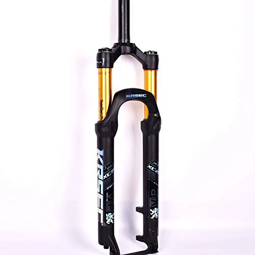 Mountain Bike Fork : BSLBBZY 26inch Bicycle Front fork MTB Air Suspension Fork for Mountain Bike Disc Brake Shoulder Control 1-1 / 8" Travel 120mm Ultra-lightweight MTB Front Fork (Color : GOLD, Size : 26INCH)