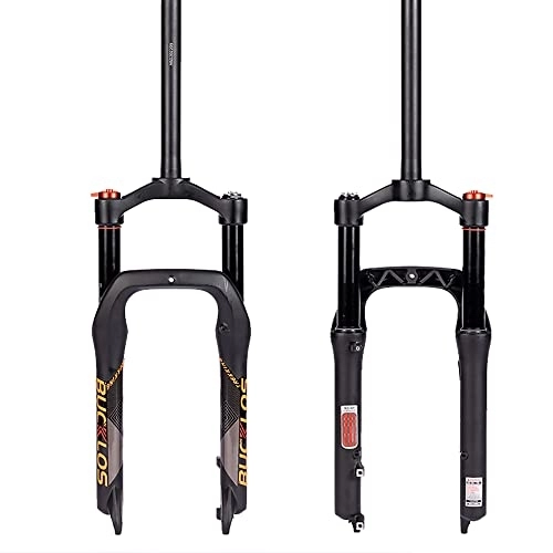 Mountain Bike Fork : BUCKLOS 【 UK STOCK 20 inch Air MTB Suspension Fork 4.0 Fat Tire, 140mm Travel Spacing Hub 135mm 1 1 / 8 Straight Tube Manual Lockout 9mm QR Mountain Bike Front Forks, fit Snow Beach XC E-Bikes ect.