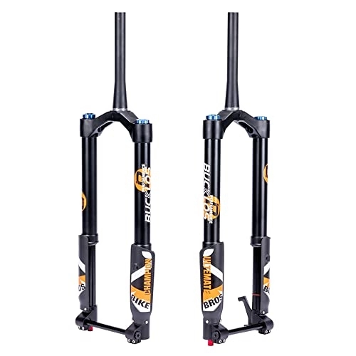 Mountain Bike Fork : BUCKLOS【UK STOCK Fat Tire 5.0 20 / 26 inch Air Electric Mountain Bike Inverted Suspension Fork, Thru Axle 15 * 150mm 140 / 180mm Travel Rebound Adjustment Tapered Front Forks, for Snow Beach E-bike MTB