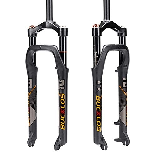 Mountain Bike Fork : BUCKLOS 【US Stock 264.0 inch Fat Bike Air Suspension Fork 120mm Travel, Spacing Hub 135mm 28.6mm Straight Tube Crown Lockout 9mm QR Ultralight Front Forks, fit Snow Beach Mountain Bike
