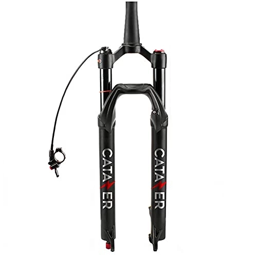 Mountain Bike Fork : CATAZER MTB 27.5 / 29er Bike Air Suspension Forks Remote / Hydraulic Lockout with Rebound Damping, Travel 100mm, Straight / Tapered Tube QR 9x100mm for XC Mountain Bike (Black Tapered Remote Lock, 29er)