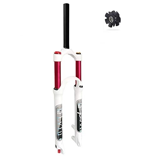 Mountain Bike Fork : CEmeLi Air Bicycle Suspension Fork 26 27.5 29 inch White 140mm Travel 32mm Red Inner Tube, Mountain Bike Lightweight Disc Brake Front Forks (Straight Manual Lockout 27.5")
