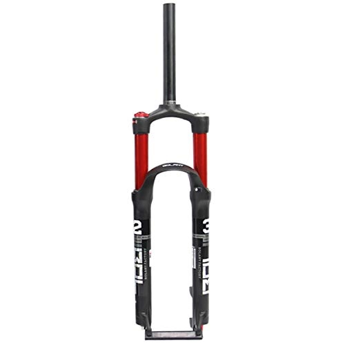 Mountain Bike Fork : CHICTI 26" / 27.5 Downhill Suspension Forks Aluminum Alloy Disc Brake Damping Adjustment Tube 1-1 / 8" Travel 100mm Shock Fork Cycling (Color : Red, Size : 26 inch)
