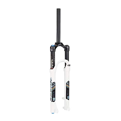Mountain Bike Fork : CHICTI 26inch Suspension Forks, 1-1 / 8" MTB Mountain Bike Shock Fork Aluminum Alloy Disc Brake Damping Adjustment Travel 100mm Cycling (Color : White, Size : 27.5inch)