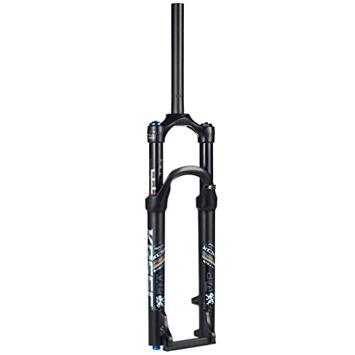 Mountain Bike Fork : CHICTI 27.5" 1-1 / 8" MTB Suspension Fork, Mountain Bike Aluminum Alloy Cone Disc Brake Damping Adjustment Travel 100mm Black Cycling (Color : B, Size : 27.5inch)