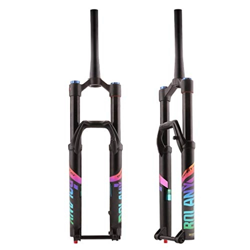 Mountain Bike Fork : CHOULIANHD Bicycle Front Fork Air Pressure Shock Absorption Cone Tube Fork Mountain Bike Suspension Shoulder Control Fork 27.5 29 Inch Stroke100mm Speed Adjust Air Fork (Size : 27.5ihch)