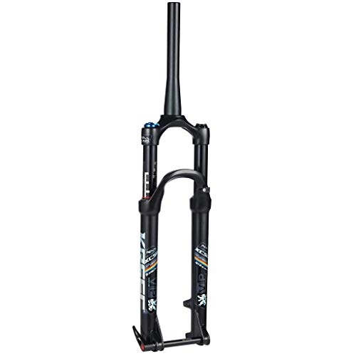 Mountain Bike Fork : CHP 27.5" 1-1 / 8" MTB Suspension Fork, Mountain Bike Aluminum Alloy Cone Disc Brake Damping Adjustment Travel 100mm Black (Color : A, Size : 27.5inch)