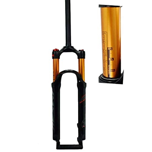 Mountain Bike Fork : CHP Air Mountain Bike Suspension Fork 26 27.5 29 Inch Straight Tube 1-1 / 8" QR 9mm Travel 100mm Manual / Crown Lockout MTB Forks 1790g Bicycle Cycling (Color : Matt Black Shoulder, Size : 26inch)