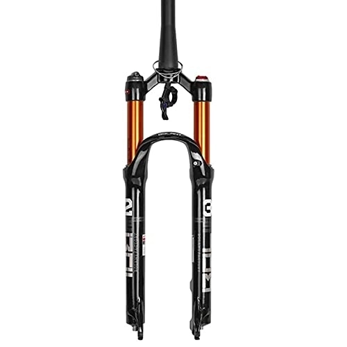 Mountain Bike Fork : Cycling Suspension Bicycle Suspension Fork 26 27.5 29 In Black Mountain Bike Double Air Chamber Fork Conical Tube Shoulder Control Remote Lock Out Disc Brake 1-1 / 8" ( Color : A , Size : 27.5inch )