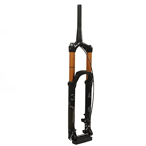 Mountain Bike Fork : Demeras Bike Suspension Fork, 27.5in 175mm Bike Front Fork Gold Tapered Steerer for Replacement