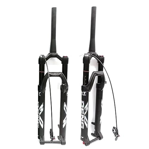 Mountain Bike Fork : DFNBVDRR 26 / 27.5 / 29'' MTB Air Suspension Fork Travel 100mm 1 1 / 8 Straight / Tapered Tube Mountain Bike Front Fork Manual / Remote Lockout Thru Axle 15x110mm (Color : Tapered RL, Size : 29'')