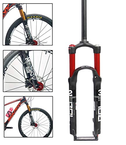 Mountain Bike Fork : DFWYG 26 / 27.5 / 29 inch Air MTB Bike Suspension Fork, 9mm Axle Bicycle Forks Smart Lock Out Damping Adjust 100mm Travel Remote Lock Out Cycling Fork Ultralight Gas Shock Absorber, Red, 27.5inch