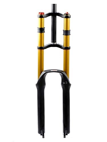 Mountain Bike Fork : DH Downhill Suspension Fork 26 27.5 29 Inch Disc Brake Bicycle Fork MTB 1-1 / 8 1-1 / 2 Mountain Bike Fork 135mm Travel QR With Damping Ultra-lightweight MTB Front Fork ( Color : B-GOLD , Size : 26IN )