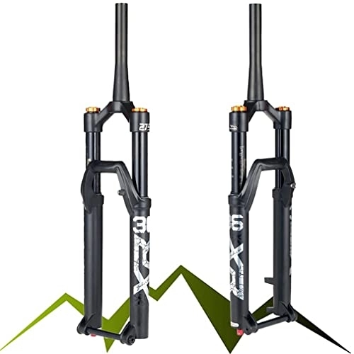 Mountain Bike Fork : DHMKL 27.5 / 29 Inches Mountain Bike Front Fork MTB Fork, Barrel Shaft Air Fork / Stroke 140mm / Opening 110 * 15mm / Cone Tube 28.6 * 39.8 * 220mm / With Damping Rebound Adjustment