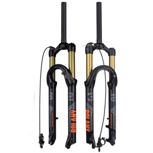 Mountain Bike Fork : DHNCBGFZ MTB Suspension Fork 27.5 29 Inch 100mm Travel Straight Tube Remote Lock Magnesium Alloy Mountain Bicycle Fork QR 9mm XC / AM Mountain Bike Front Fork (Color : Orange, Size : 27.5")