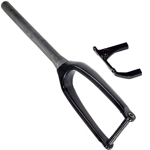 Mountain Bike Fork : Dunki 16" 20" Inch Carbon Fiber Rigid Forks Mountain Bike Front Fork Thru Axle 15x100mm Disc Brake 1-1 / 8" Tapered Tube Threadless Ultralight Bicycle Forks (Color : Black-Glossy, Size : 16") (Black g