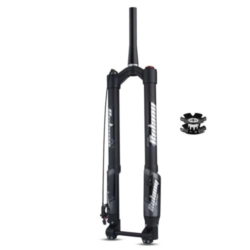 Mountain Bike Fork : Dunki 26 / 27.5 / 59 Inch Air Suspension Fork With Disc Brake Travel 120mm RL Mountain Bike Inverted Forks 1-1 / 2" Tapered Tube Thru Axle 15x110mm (Color : Black, Size : 27.5inch) (Black 27.5inch)