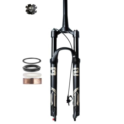 Mountain Bike Fork : DYSY Air Suspension Fork 26 / 27.5 / 29 Inch 140mm Mountain Bike Magnesium Alloy 1 / 1-8" Rebound Adjust Straight Tube Bicycle Steerer Cycling Fork (Color : Remote lock B, Size : 29 inch)