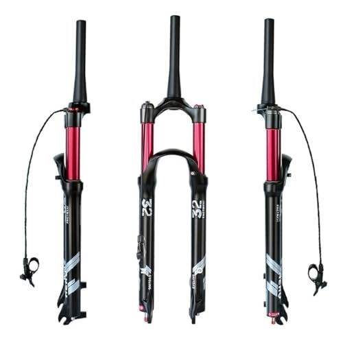 Mountain Bike Fork : DYSY MTB Bicycle Fork 26 / 27.5 / 29 Inch, Ultralight Aluminum Alloy QR 9MM Mountain Bike Shock Absorber Air Forks 1-1 / 2" with Rebound Adjust Travel 140mm (Color : Remote lock B, Size : 27.5 ER)