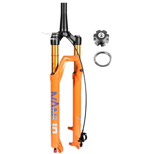 Mountain Bike Fork : Electric Mountain Bike Suspension Forks 1 1 / 8 Tapered Bicycle Front Fork 26 27.5 29 Inch Spread 100mm 9mm QR Travel 120mm Lockable Damping Adjustment (Color : Orange Remote, Size : 26inch)