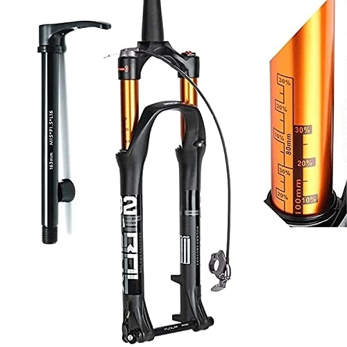 Mountain Bike Fork : EMISOO Air MTB Bicycle Suspension Fork 27.5 29 Inch Mountain Bike Front Fork Tapered Tube 1-1 / 2" Travel 100mm Magnesium Alloy Thru Axle 15mm Disc Brake Aluminum Alloy Air Fork