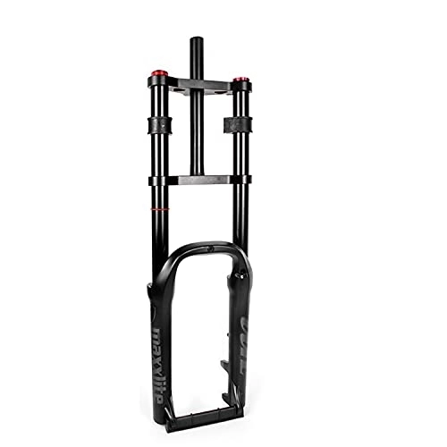 Mountain Bike Fork : EMISOO Snow Mountain Beach Bike Fat Fork 26 inch Aluminum Alloy Double Shoulder MTB Bicycle Suspension Air Fork Straight Tube 1-1 / 8" Travel 140mm QR 9mm Disc Brake Fit 4.0" Tire