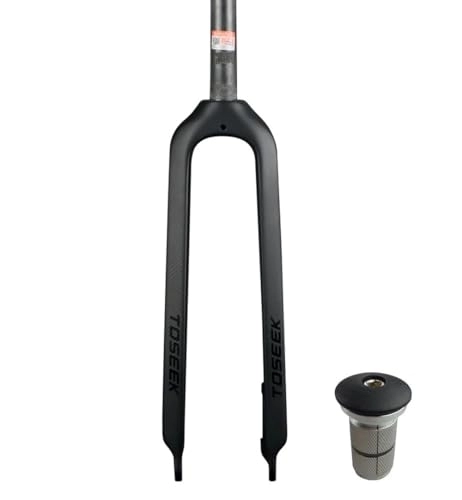 Mountain Bike Fork : Enjcyling TOSEEK Full Carbon MTB Rigid Fork, 26in / Offset 45mm / 1 / 8" Straight Tube Threadless / Disc Brake / 9x100mm QR / T800 Carbon Fiber / Headset Expander Top Cap, for Mountain Bike XC