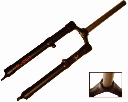Mountain Bike Fork : eXotic Light Weight Rigid Alu MTB Fork, Disc & V Brakes, 44.5cm for 26in Wheel