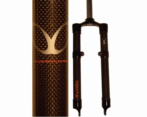 Mountain Bike Fork : eXotic Lightweight Rigid Carbon XC 26in MTB Fork, Disc & V Brake Mounts 465mm
