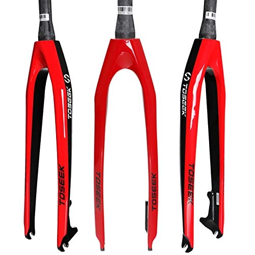 Mountain Bike Fork : FANGXUEPING Front Fork Bicycle Hard Fork Disc Brake 26 Inch 27.5 Inch 29 Inch Cone Head Tube Mountain Bike Full Carbon Front Fork Spinal canal 26 inch Red light