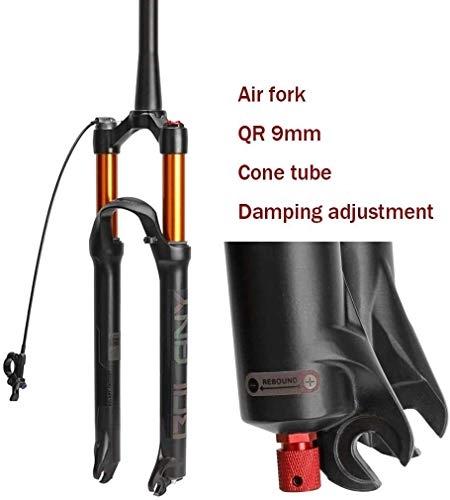 Mountain Bike Fork : FANPING 26 / 27.5 / 29 Inch Mountain Bike Suspension Forks Air Shock Absorber Disc Brake MTB 1-1 / 8" Bicycle With Rebound Adjustment 105mm Travel Black Gold (Color : B-Cone tube, Size : 27.5inch)
