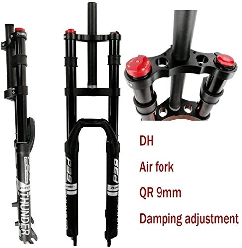 Mountain Bike Fork : FANPING MTB 27.5" / 29inch Mountain Bike Fork Downhill Suspension Bicycle Air Shock QR 9mm Disc Brake Travel 160mm 1-1 / 8" 2350g (Color : Silver, Size : 27.5inch)