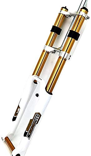 Mountain Bike Fork : FANQIE Mountain bike bicycle aluminum alloy rigid front fork zoom suspension fork bicycle front fork Mountainbike Speed Drop AM suspension fork 26 inches, White