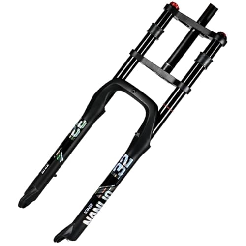 Mountain Bike Fork : Fat Bicycle Air Suspension Fork 20 26 Inch Mountain Bike Front Forks Straight Steerer 1-1 / 8'' Quick Release QR 9 * 135mm Travel 135mm Disc Brake XC AM (Color : Black, Size : 26inch)