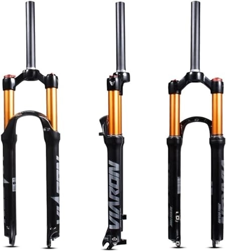 Mountain Bike Fork : Fork Air Suspenson Fork For Mountain Bike Travel 100mm Bicycle Air Fork, 1-1 / 8 Straight Shock Absorber QR Manual Lockout Magnesium Alloy Bike Front Fork (Color : Black Gold, Size : 29inch)