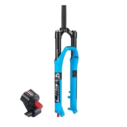 Mountain Bike Fork : Front Forks for Mountain Bike 29inch, Straight Tapered Tube MTB Rebound Adjust Suspension Fork Manual Lockout (Color : Blue, Size : 29_STRAIGHT)