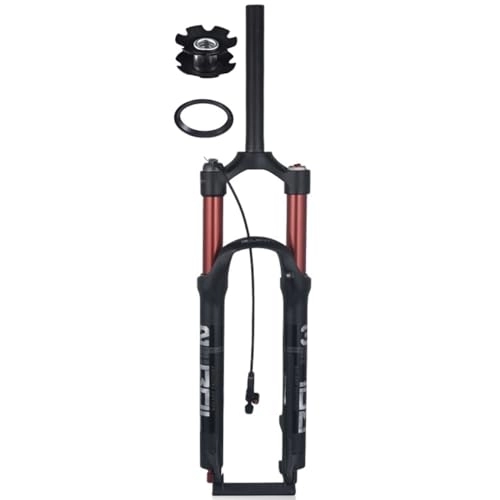 Mountain Bike Fork : FukkeR 26 / 27.5 / 29'' Mountain Bike Double Air Chamber Supension Fork Bicycle Front Forks Straight 28.6mm Rebound Adjustment 120mm Travel 9 * 100mm QR Axle HL RL (Color : Red remote, Size : 26inch)