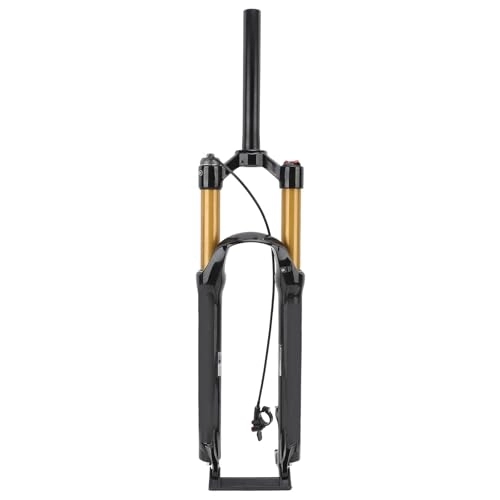 Mountain Bike Fork : Fussbudget 27.5in Mountain Bike Air Suspension Fork, High Strength Remote Lockout Straight Steerer Silent Bike Suspension Front Fork for MTB Cycling Gold Tube