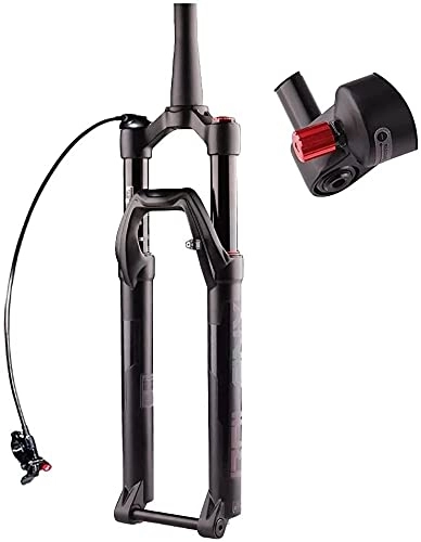 Mountain Bike Fork : GNY mountain bike forks MTB Fork Thru Axle with Rebound Adjustment Solo Air Front Suspension 15100mm 1-1 / 2"39.8mm Tapered Steerer Mountain Bike (Color : Remote, Size : 27.5in)