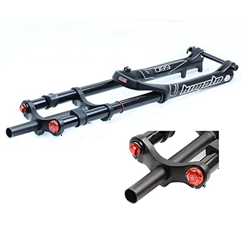 Mountain Bike Fork : HerfsT Aluminium Mountain Bicycle Suspension Bike Front Fork, DH FR AM Double Crown Fork, MTB Downhill Spring Pressure System, Fork Quick Release / Thru Axle (Color : OIL THRU AXLE, Size : 27.5in)