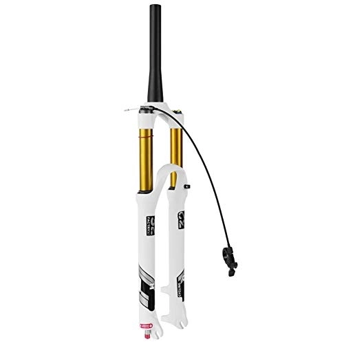 Mountain Bike Fork : HerfsT Bicycle Air MTB Front Fork 26 / 27.5 / 29 Inch, 140mm Travel Lightweight Alloy 1-1 / 8" Mountain Bike Suspension Forks 9mm QR White