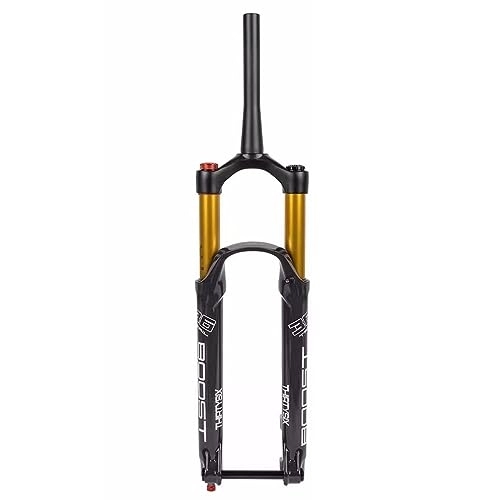 Mountain Bike Fork : HIMALO 27.5 29 Inch Mountain Bike Suspension Fork Travel 140mm Air Fork 1-1 / 2 Tapered Tube Boost MTB Fork Rebound Adjustable Manual Lockout XC / DH / AM (Color : Gold, Size : 27.5'')