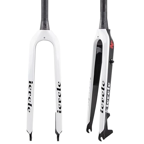 Mountain Bike Fork : HIMALO Carbon Fiber MTB Rigid Fork 26 / 27.5 / 29 Disc Brake Mountain Bike Fork 1-1 / 2" Tapered Bicycle Front Fork QR 9mm (Color : White, Size : 26'')