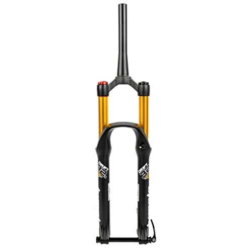 Mountain Bike Fork : HIMALO Mountain Bike Suspension Fork 26 27.5 29 MTB Air Fork Travel 130mm Rebound Adjustable Straight / Tapered Thru Axle Front Fork Manual Lockout (Color : Gold Tapered, Size : 27.5'')